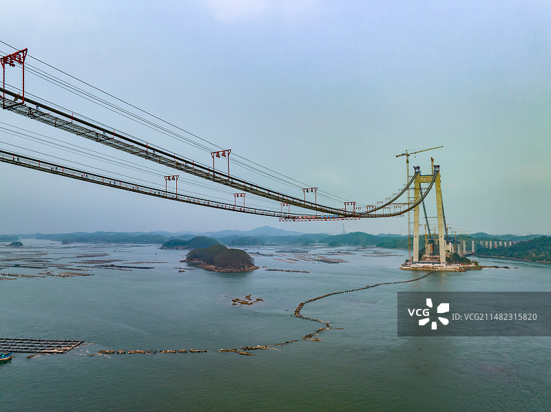 跨海大桥建设现场航拍图图片素材