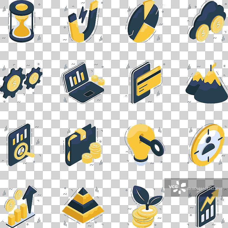 2.5D商务数据等距图标素材图片素材