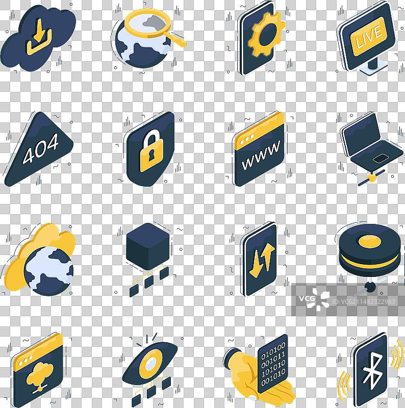 一组智能科技2.5D图标图片素材