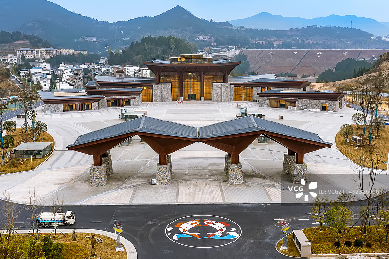 清晨中的四川南充市升钟湖图片素材