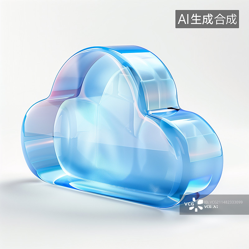 【AI数字艺术】科技感云Ul图标蓝色磨砂玻璃图片素材