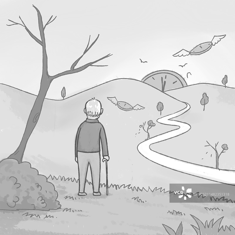 老人守望图片素材