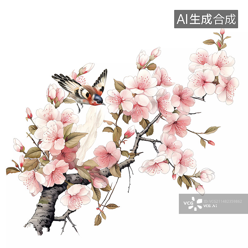 【AI数字艺术】国画花鸟图片素材