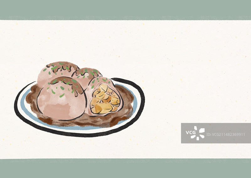 水墨风厦门美食插画-芋包图片素材