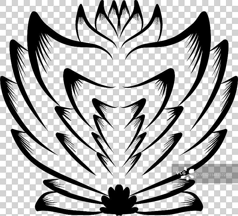 带有透明背景的黑色线条花朵图片素材