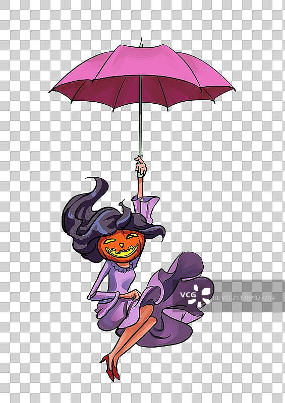万圣节南瓜人物跳伞图片素材