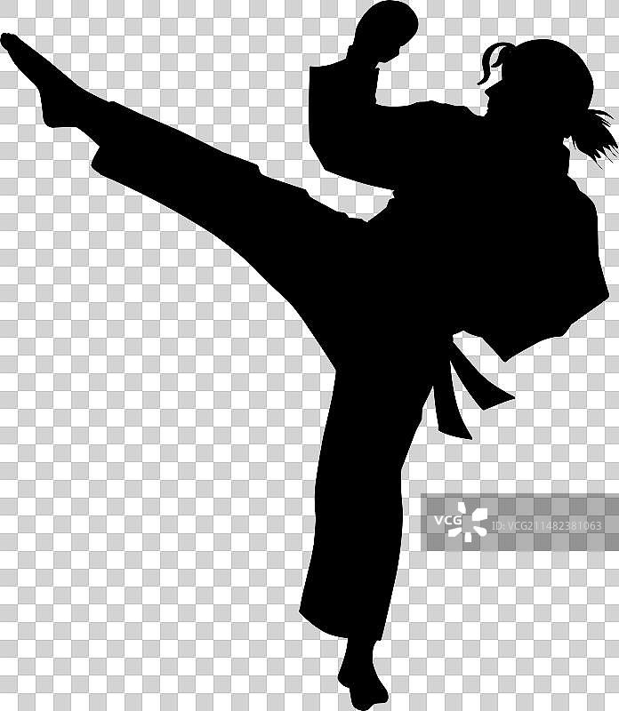 空手道女性黑色剪影图片素材