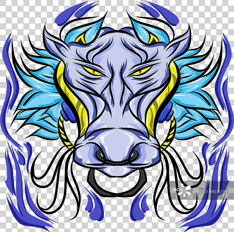 部落风格水牛吉祥物贴纸图片素材