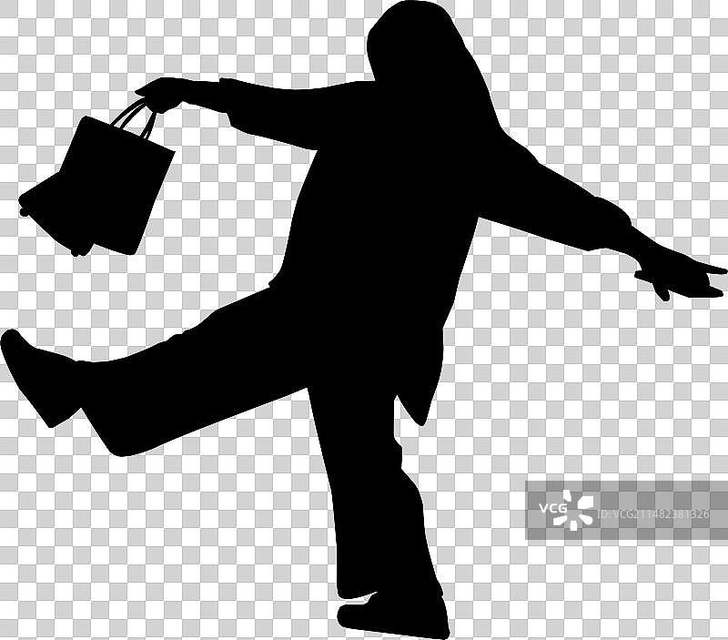 购物女人的轮廓剪影图片素材