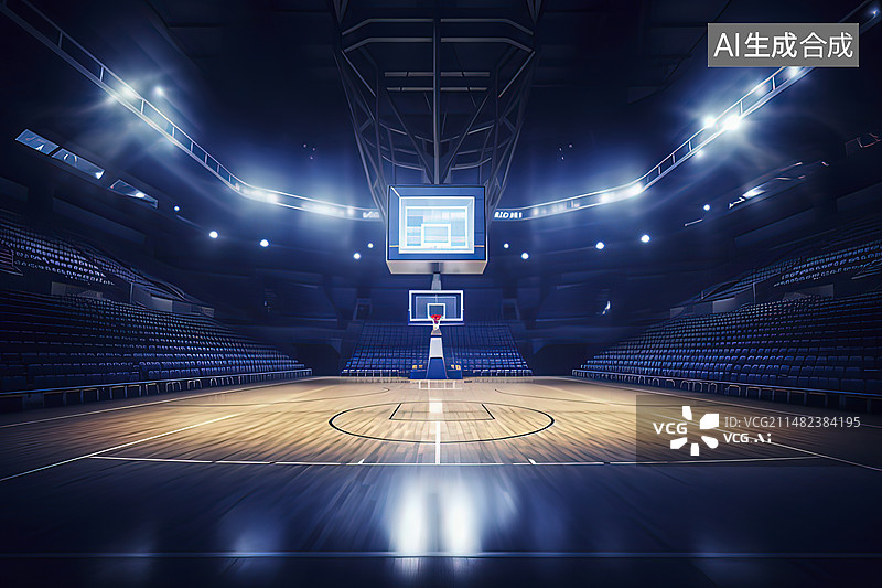 【AI数字艺术】室内灯光篮球场图片素材