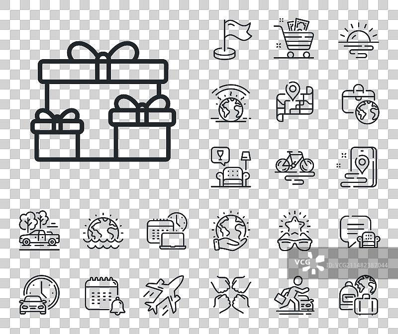 礼品盒线性图标，礼物标志，飞机图片素材