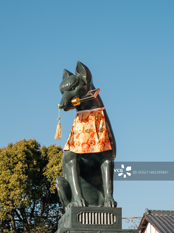 蓝天下的佛像俯视图图片素材