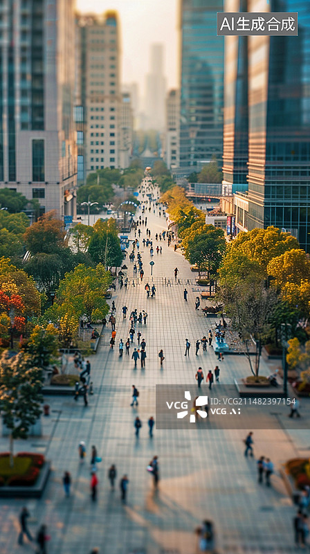 【AI数字艺术】忙碌的城市，匆匆的行人图片素材