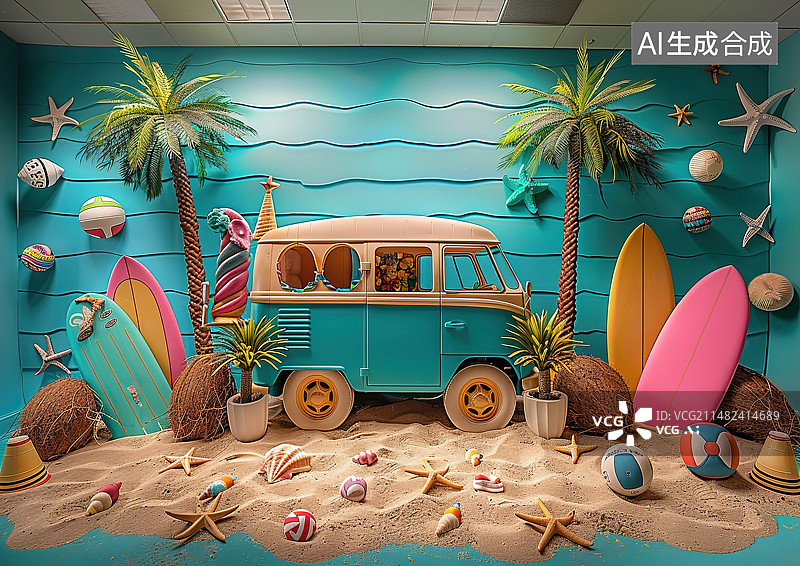 【AI数字艺术】热带海滩上的度假胜地图片素材