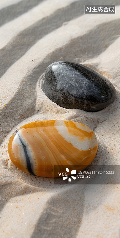 【AI数字艺术】沙滩上的石头特写镜头图片素材