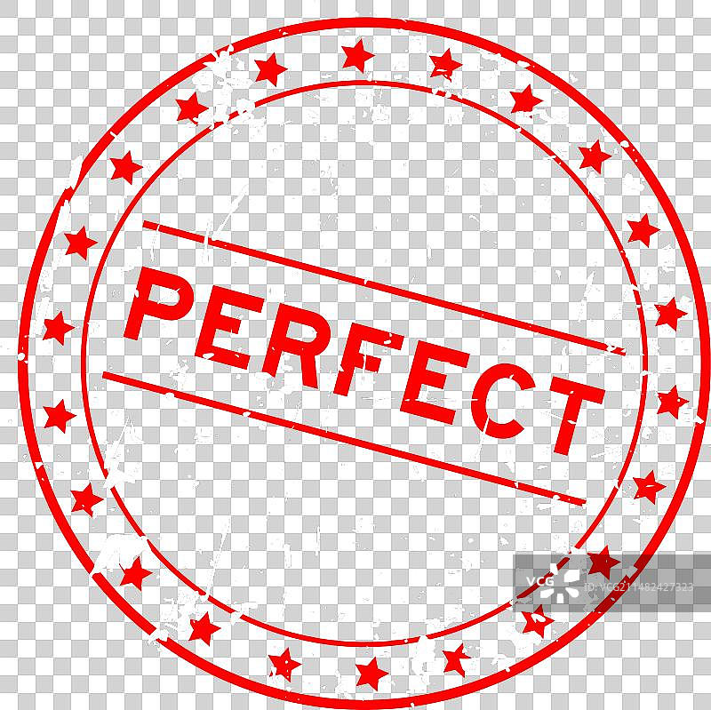 红色 Perfect Word 橡胶圆形印章图片素材