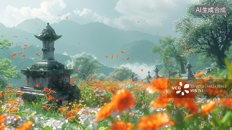 【AI数字艺术】3d清明节图片素材