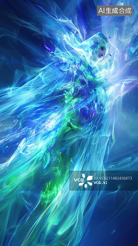 【AI数字艺术】彩色灯光下的低角度视角图片素材