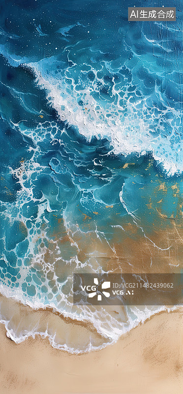 【AI数字艺术】海滩浪的高角度视图图片素材