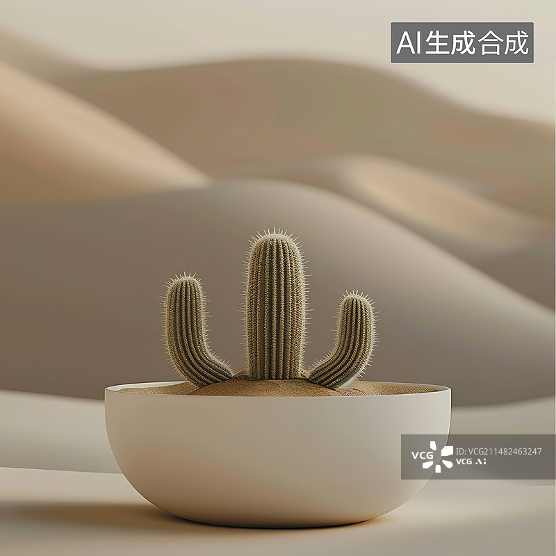 【AI数字艺术】沙漠里的仙人掌图片素材