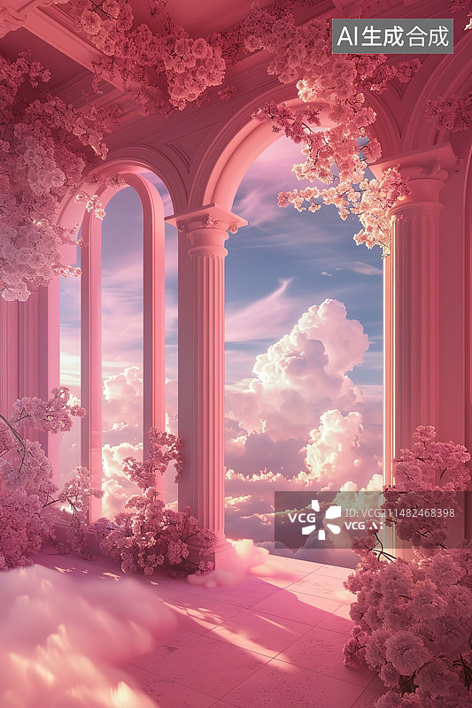 【AI数字艺术】城市里的红色拱门图片素材