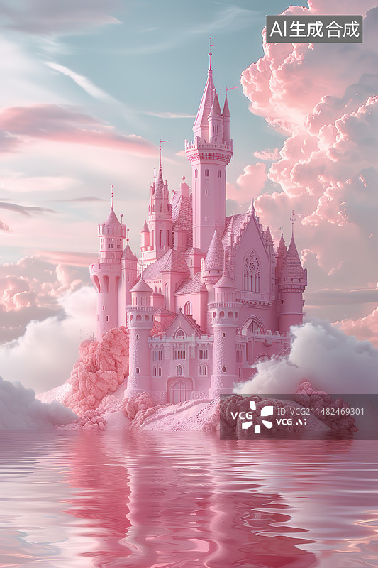 【AI数字艺术】在多云的天空中俯瞰大教堂图片素材