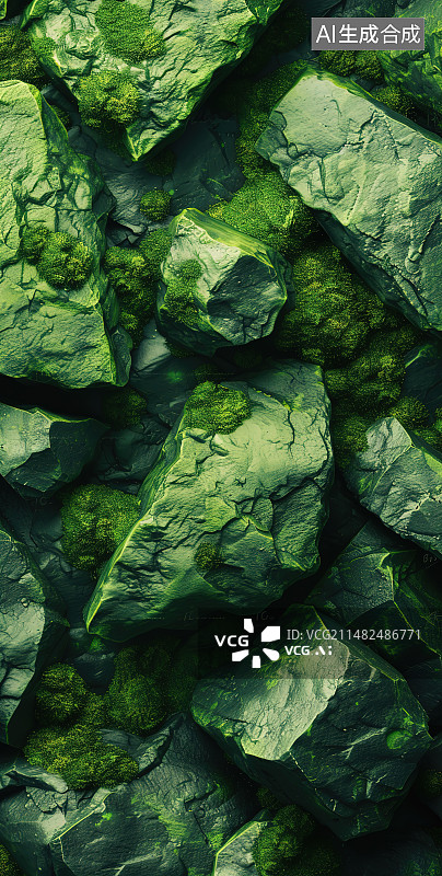 【AI数字艺术】岩石上的苔藓全帧拍摄图片素材