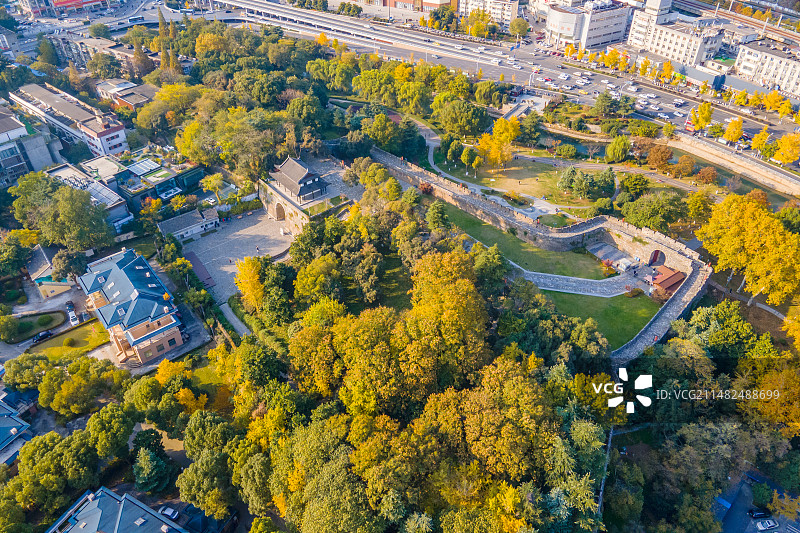 航拍南京神策门秋色风光图片素材