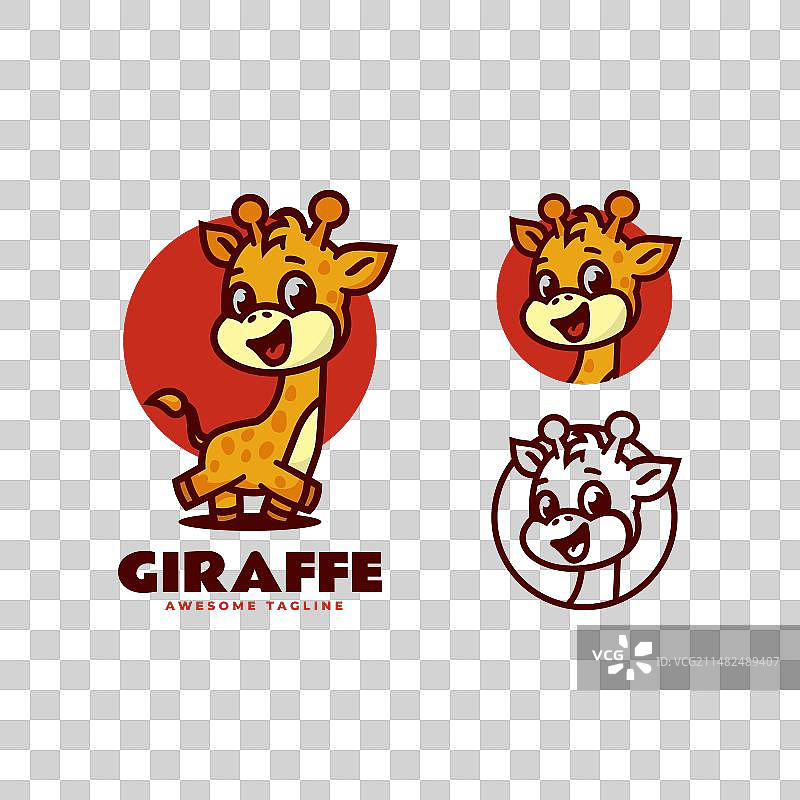 长颈鹿吉祥物卡通风格标志图片素材