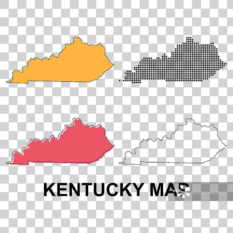 肯塔基州地图，美利坚合众国扁平风格图片素材