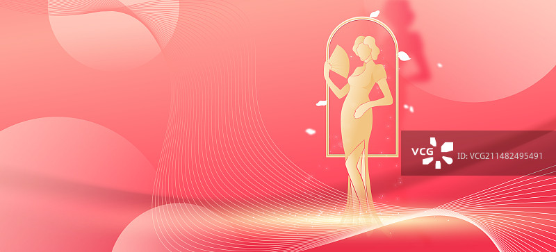 妇女节女王节女神节女性人物矢量剪影海报图片素材