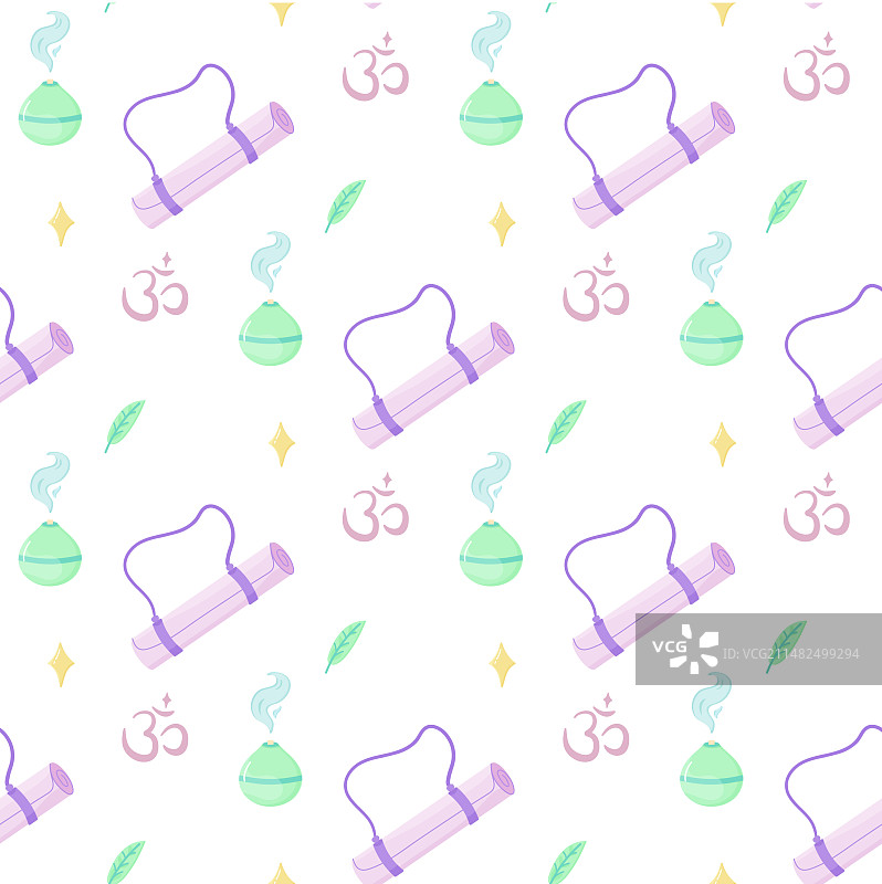 瑜伽芳香疗法冥想无缝图案图片素材