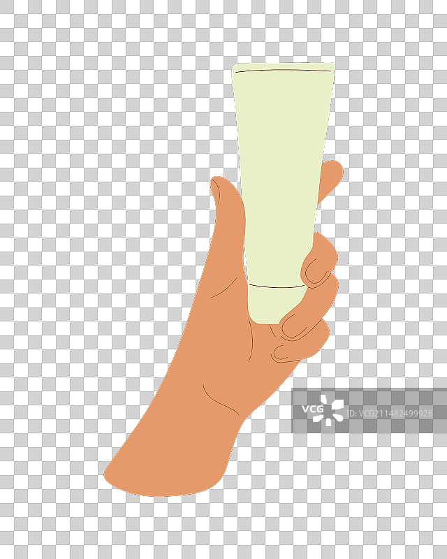 手持软膏管 纯白背景图片素材