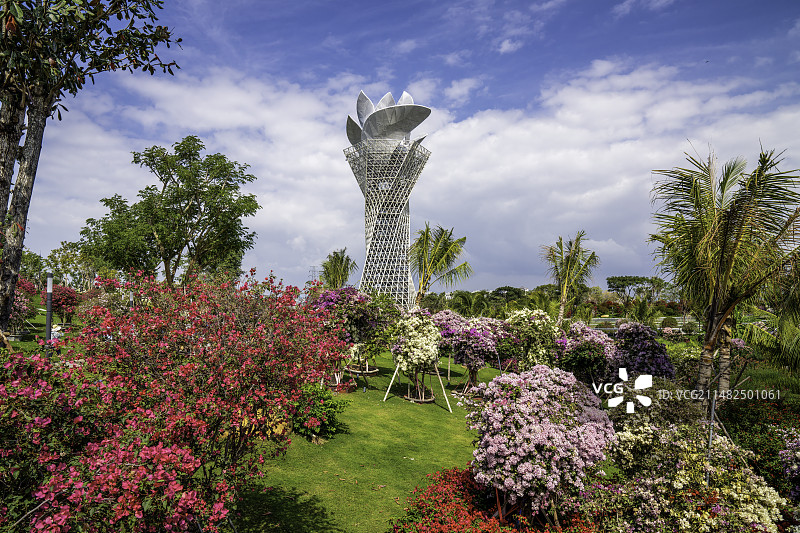 海南三亚崖州三角梅科博园风光图片素材