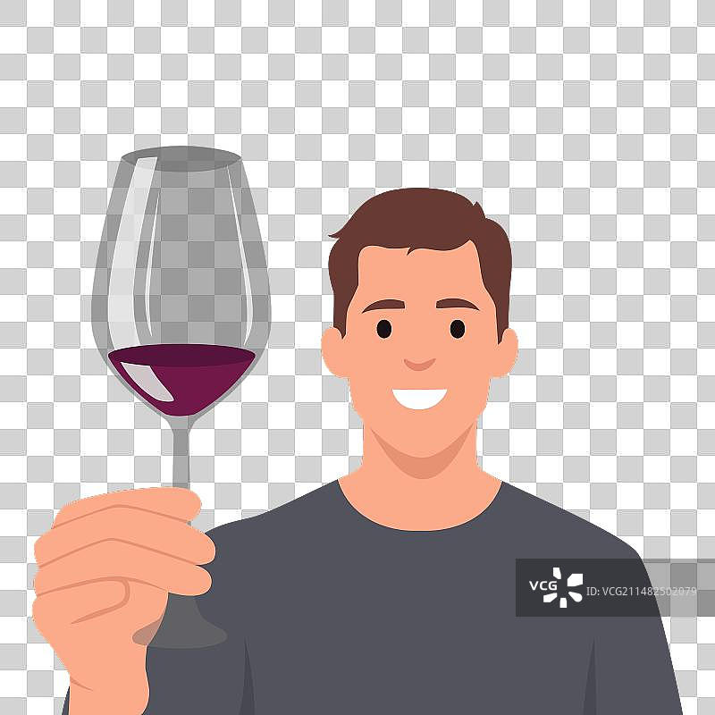 男人手持一杯红酒图片素材