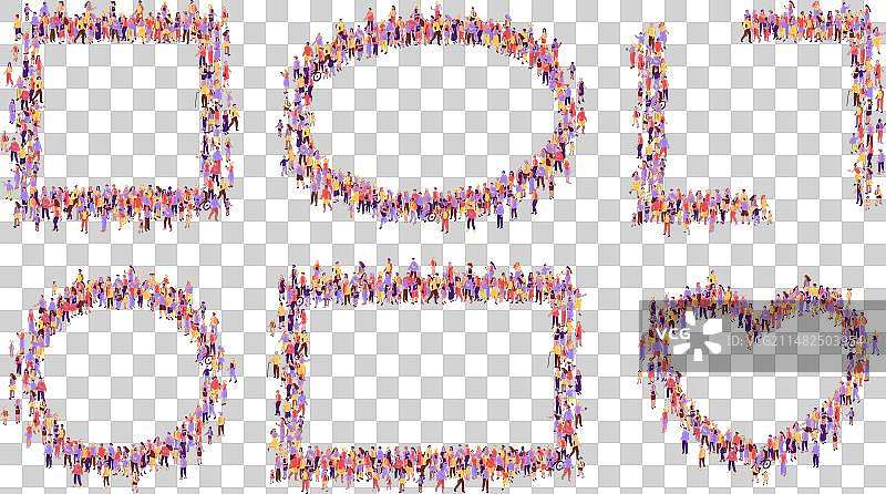 俯视：人群团结框架图片素材