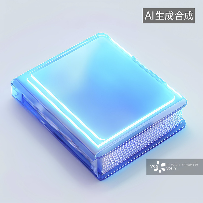 【AI数字艺术】数码科技3D磨砂玻璃材质书本图标ICON图片素材