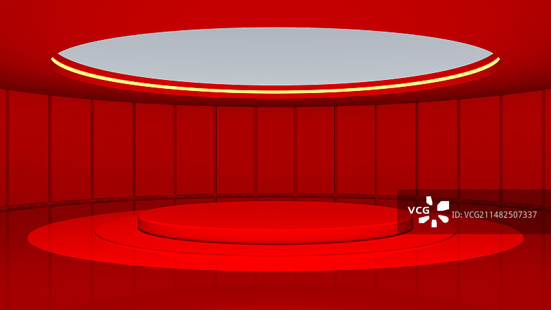 3D红色背景下的人造空间图片素材