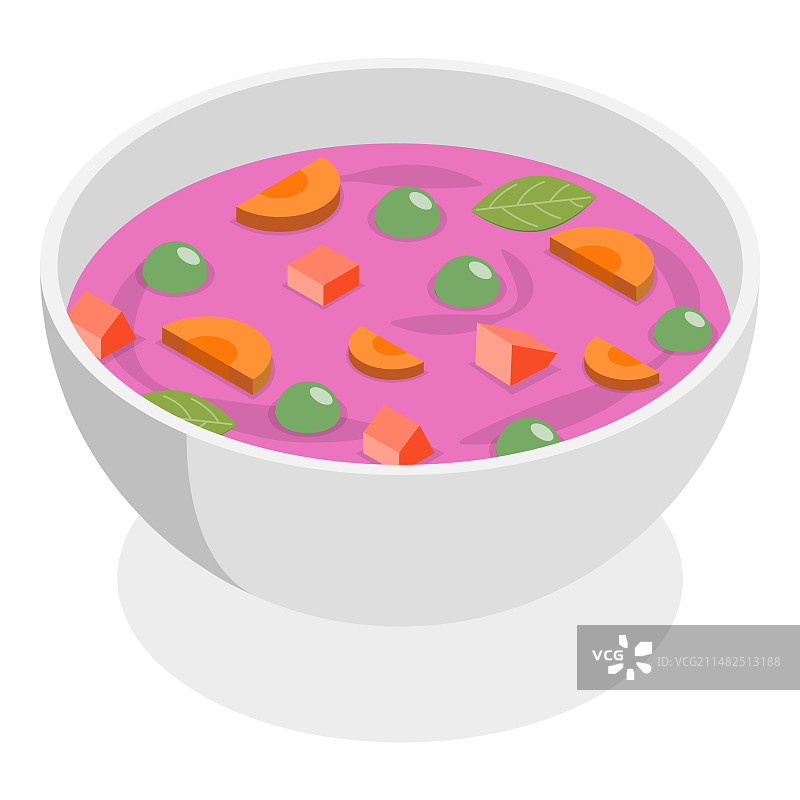 2.5D汤碗等距扁平风格素材图片素材