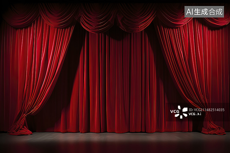 【AI数字艺术】舞台红色幕布图片素材