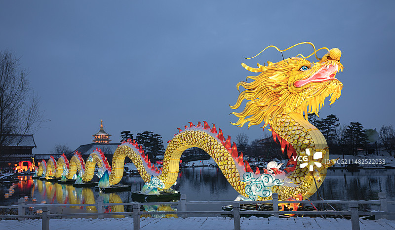 河南洛阳九州池龙灯夜景图片素材