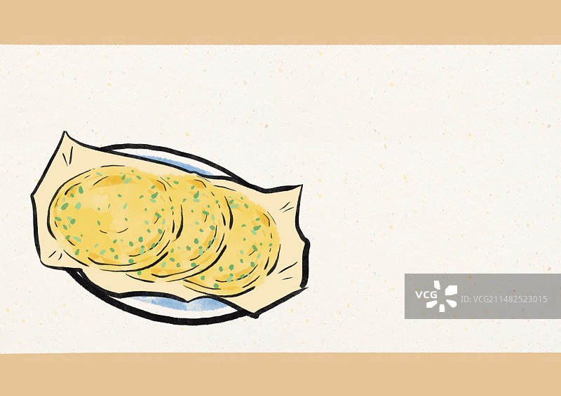 水墨风云南美食插画-喜洲粑粑图片素材