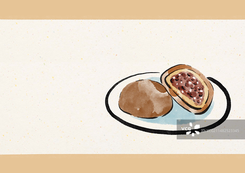 水墨风云南美食插画-云腿月饼图片素材