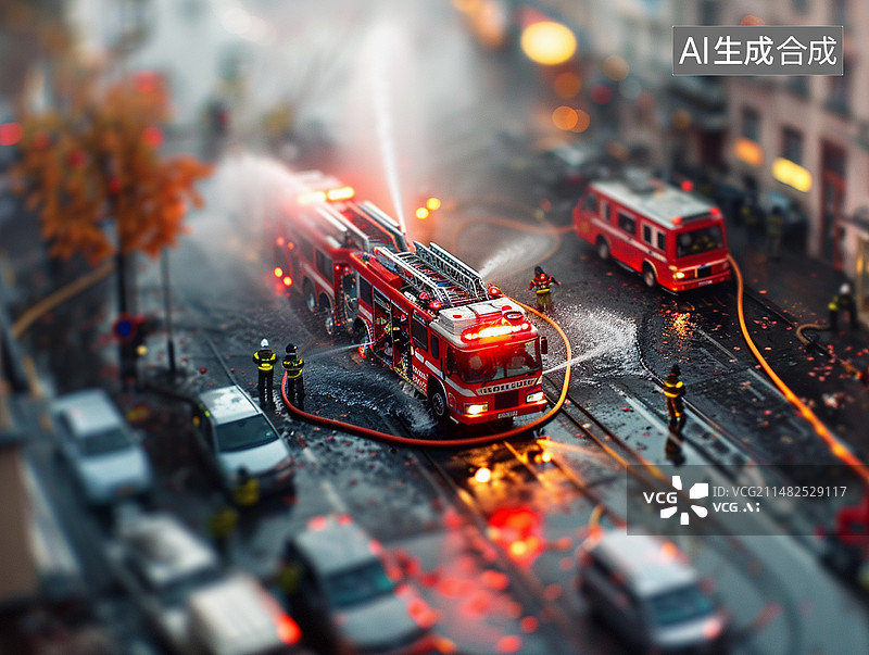 【AI数字艺术】微距移轴摄影——消防车图片素材