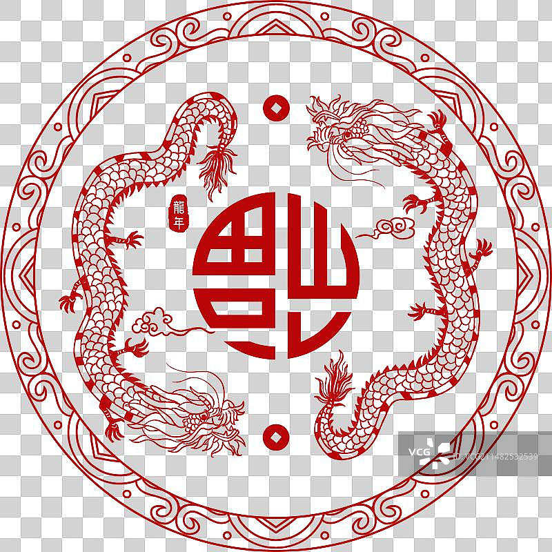 龙年窗花剪纸素材图片素材