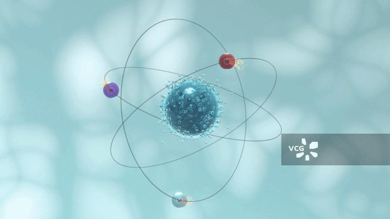 抽象原子概念模型3D渲染图片素材