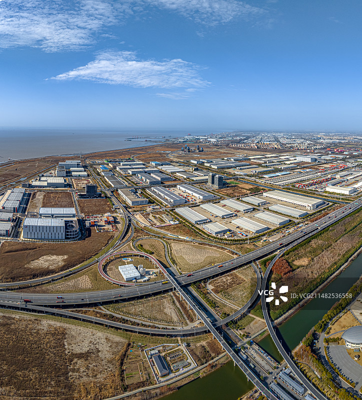 上海临港现代物流产业园 海港大道立交 临港自贸区仓储物流基础设施 洋山特殊综合保税区图片素材