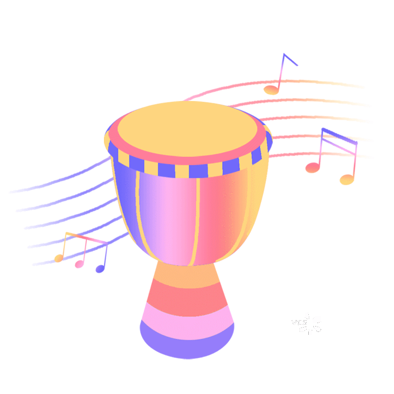 手绘彩色非洲鼓插画 动态图片图片素材