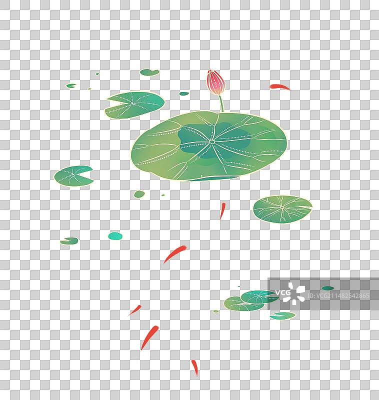 中国风国潮荷花荷叶免抠元素图片素材