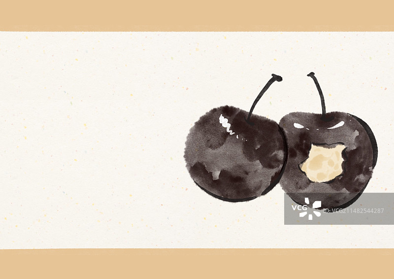 水墨风哈尔滨美食插画-冻梨图片素材